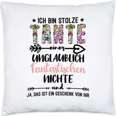 Produktbild von Ich bin stolze Tante Kissen Inkl Füllung Geschenk Idee Geburtstag Patentante Tante und Nichte