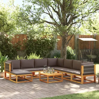 Produktbild von Maison Exclusive - 9-tlg. Gartensofa-Set mit Kissen Holz Akazie & Seil