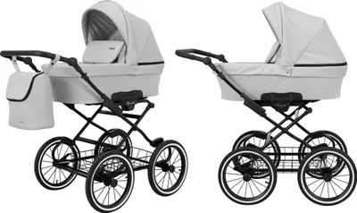 Produktbild von Kinderwagen ROMANTIC Babywagen Babyschale Kinder Wagen Set 1 in 1 (grau eco, Rahmenfarbe: schwarz Rahmen)