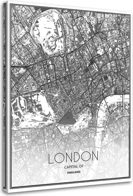 Produktbild von Leinwandbild londoner stadtplan 80x120 cm Feeby grau wandbild bereit zum aufhängen