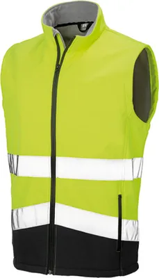 Produktbild von Result R451X | Herren Printable Safety Softshell Gilet - Farbe: Fluorescent Yellow/Black - Größe: L