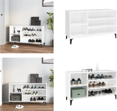 Immagine prodotto di vidaXL Scarpiera bianca lucida 102x36x60 cm in legno - Scarpiera - Armadietti per scarpe - Scarpiera - Magazzino per scarpe