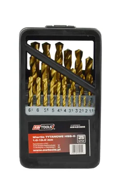 Obrázek produktu pro AWTOOLS HSS-G TITANOVÉ KOVOVÉ ŠROUBY SADA 25 kusů. /1,0-13,0 mm/