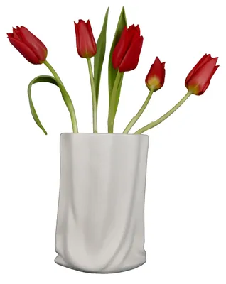 Productafbeelding van Witte Vaasje - Keramiek - Tulpenvaas/Bloemenvaas - Moderne Decoratie - Tafeldecoratie - 20 cm - Geschikt voor Takken/Bloemen