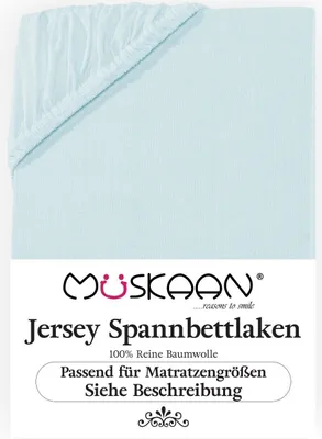 Produktbild von Jersey Spannbettlaken 90x200 - 100x200 cm Aqua / sehr Hellblau - 100% Baumwolle