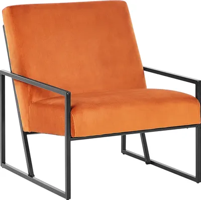 Produktbild von BELIANI Sessel Orange Samt mit Schwarzem Metallgestell Niedrige Armlehnen Modern Relaxsessel Loungesessel für Wohnzimmer Ausstattung Sitzmöbel