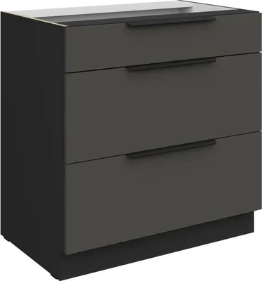 Immagine prodotto di Mobiletto inferiore con cassetti LUNARA - larghezza 80 cm, grafite / nero