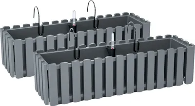 Obrázek produktu pro 2x květinový truhlík 60 cm Květináč s držáky Květináč s indikátorem hladiny vody Balkonový truhlík Planter Grey