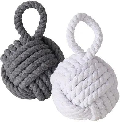 Produktbild von Ibenzoa® 2er-Set Jute-Türstopper Tauknoten – maritimes Design, robuste Tür- & Fensterstopper aus Jute, hält Türen offen und verhindert Zuschlagen