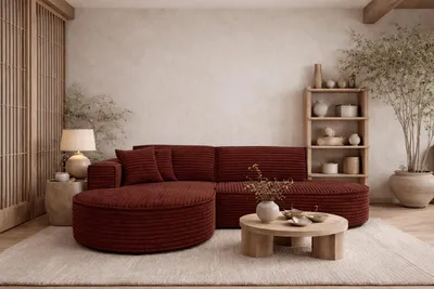 Produktbild von Kaiser Möbel Ecksofa L-form, Cordstoff Velo, Kupfer, Links, Modena Studio