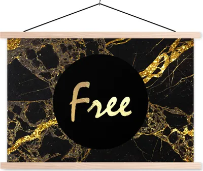Produktbild von MuchoWow® Textilposter Zitate -  - Gold - Marmor 60x40 cm mit holzfarbenen Rahmen - Bilder