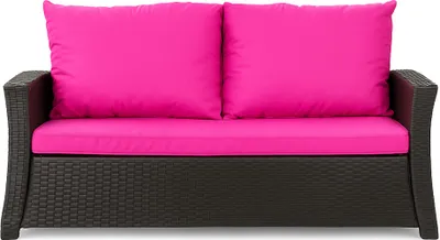 Produktbild von Gartenkissen Set rosa – 110x50 + 2x50x56 cm – Für Gartensofa – Weiche Auflagen für Rattan/Polyrattan – Abnehmbare Bezüge