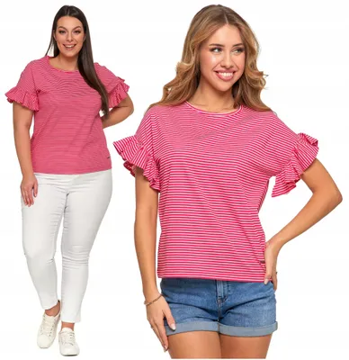 Produktbild von Moraj - Damenbluse Größe S - Sommerbluse Rosa - Bluse gestreift fur Damen - Bluse Kurzarm Ausschnitt Rund