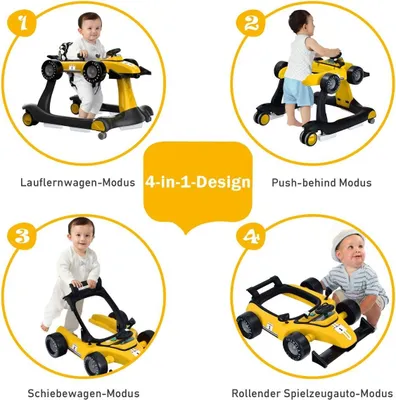 Image de Trotteur pliable 4 en 1 jaune