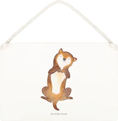 Produktbild von Mr. & Mrs. Panda Schild Hund Streicheln DIN A5 - Weiß - Geschenk, holzbild, Holzschild, Hunde, Bauch, Sprüche, wandtafel, Türschild, Niedlich, Süß, Wandbild Holz