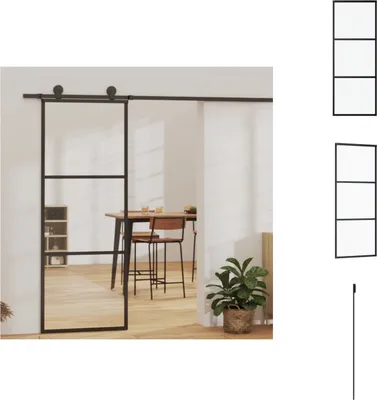Zdjęcie produktu dla vidaXL Drzwi przesuwne ESG szkło i aluminium 76x205 cm czarne - Drzwi