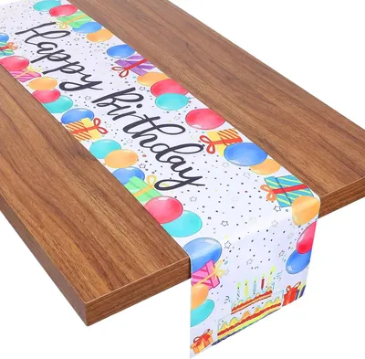Produktbild von Bunte Happy Birthday Tischdecke, 182cm × 33,5cm für die Geburtstagsdekoration