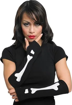 Produktbild von Schwarze Armstulpen Knochen Motiv Nylon
