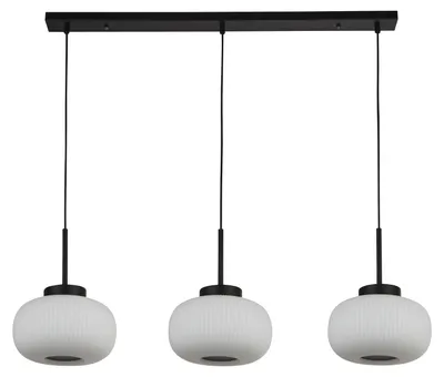 Produktbild von Zeitgenössischer Kronleuchter Lumina Stahl Weiß Glas Schwarz 3 Lichter E27