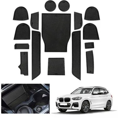 Obrázek produktu pro Protiskluzové rohože pro BMW X3 a X4, gumové rohože na středovou konzoli, rohože do dveřních švů, příslušenství pro BMW X3 G01 (černé)