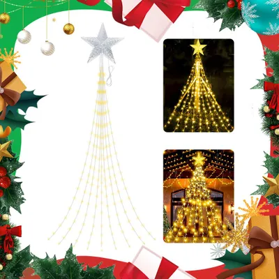 Obrázek produktu pro 2 ks vánoční stromek světla LED vánoční stromek pohádkové světla vánoční světla 2M 198LEDs 8 režimů vánoční stromek světla dekorace s 9 prameny teplá bílá