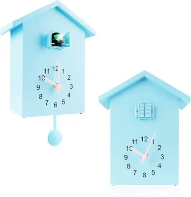 Image de Horloge murale Koekoeksdesigner avec nichoir et pendule bleu