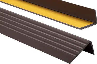 Produktbild von ProfiPVC Treppenkantenprofil Selbstklebend aus PVC Winkelprofil Kantenschutz Anti-Rutsch Treppenkanten-Schutzprofil 41x25mm 2m, Dunkelbraun