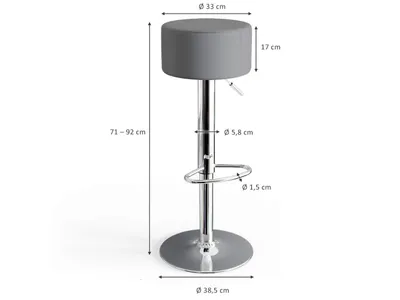 Image de Tabouret de bar Vicco  Gris 33x92cm 2 pièces, Model 32000