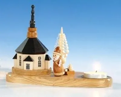 Produktbild von Tischdekoration Kerzenhalter mit Weihnachtsmann natur  Größe 14 cm NEU