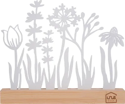 Produktbild von UNUS Deko Aufsteller Tischdeko mit Blumen Silhouette aus Holz und Metall weiß