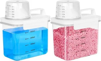 Produktbild von Famanu Waschmittelspender Set 2-teilig mit Messbecher, luftdicht und für Waschmittel geeignet