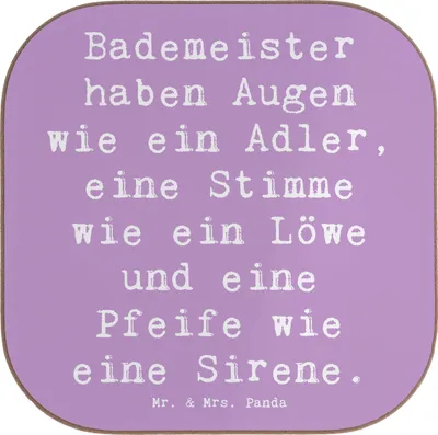Produktbild von Mr. & Mrs. Panda Untersetzer Quadratisch Spruch Bademeister Superheld - Lavendeltraum - Geschenk, Berufsleben, Beruf, gläseruntersetzer, für Gläser, Holzuntersetzer