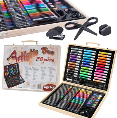 Immagine prodotto di Set Artistico Per Bambini Grande Valigetta In Legno Colori