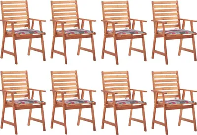 Produktbild von Cloris DesignMöbel Garten-Essstühle 8er-set mit Kissen Massivholz Akazie - Gartenstühle DE4816673