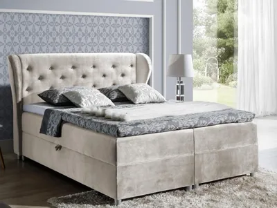 Produktbild von Boxspringbett 140x200 PADMA – Beige + GRATIS Topper