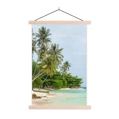 Produktbild von MuchoWow® Textilposter Palmen - Strand - Sommer - Tropisch 60x90 cm mit holzfarbenen Rahmen - Textil