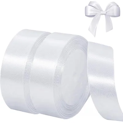 Produktbild von Satinband Weiss 44m x 20mm Geschenkband für Hochzeit Taufe Geburtstag Deko Geschenkverpackung