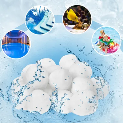Produktbild von Fiqops 1400g Filter Balls Waschbar Filterbälle für Pool, Schwimmbad, Filterpumpe- Weiß