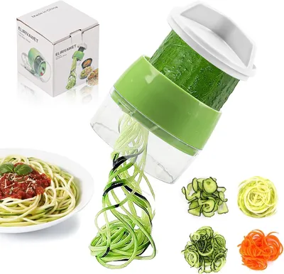 Imagen del producto de Rebanadora de verduras 4 en 1, espiralizador de acero inoxidable, ideal para calabacín, patatas, zanahorias, para la cocina