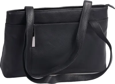 Produktbild von große Ledershopper mit geteiltem Hauptfach, schwarz