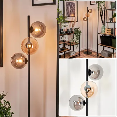 Produktbild von Garaguso Stehlampe aus Metall/Glas in Schwarz/Bernstein/Rauch