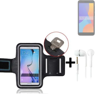Produktbild von TOP SET kompatibel mit Alcatel 1 (2021) Neopren Jogging Armband Sportarmband Oberarmband kompatibel mit Alcatel 1 (2021) schwarz mit Reflektor
