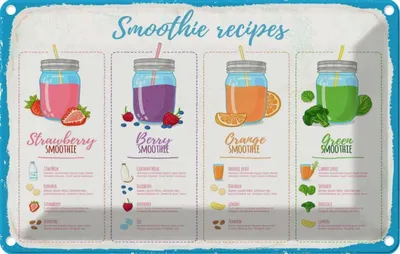Produktbild von vianmo Blechschild 20x30 cm Smoothie Recipe Berry Orange