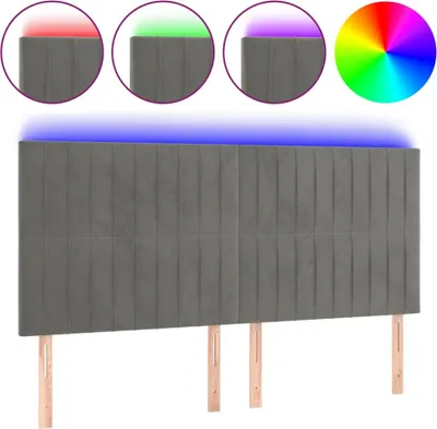 Produktbild von vidaXL LED Kopfteil Hellgrau 180x5x118/128 cm Samt