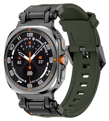 Obrázek produktu pro Pro Samsung Galaxy Watch Ultra 47mm silikonový řemínek s kovem - rychloupínací zelený
