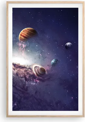 Produktbild von Gerahmtes Poster - Rahmen in heller Eiche - Kosmos Planeten die Sterne - 61x91,5 cm - Wand Bild - Wanddeko - Wandbilder - Kunstposter - Wandposter - Bilderrahmen - Bilder - Kunstdruck P2NPA61x91-4851