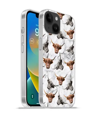 Produktbild von MuchoWow® Handyhülle Schutzhülle Hülle für Apple iPhone 14 - Softcase Schottischer Highlander - Kuh - Marmor Silikon Softcase Handy Hülle - Mobiltelefonhülle