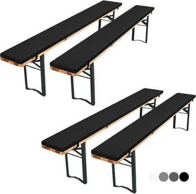 Immagine prodotto di Set di cuscini per panche da birreria - idrorepellenti - nero - 220 x 25 x 3 cm