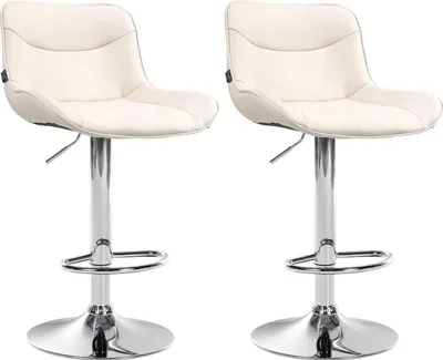 Produktbild von 2er Set Barhocker Vonore Kunstleder chrom creme