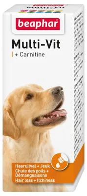 Imagen del producto de Beaphar Multi-VIT para perros, 50 ml, con carnitina, ayuda a mejorar la salud de la piel y el pelaje